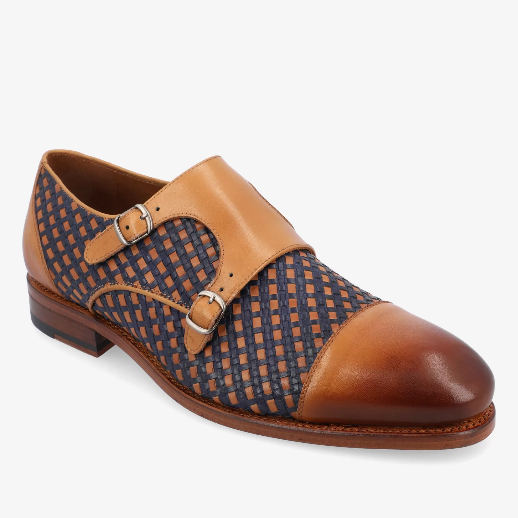 Flash Sale TAFT The Lucca Monk Strap Shoe In Navy Woven Leather |