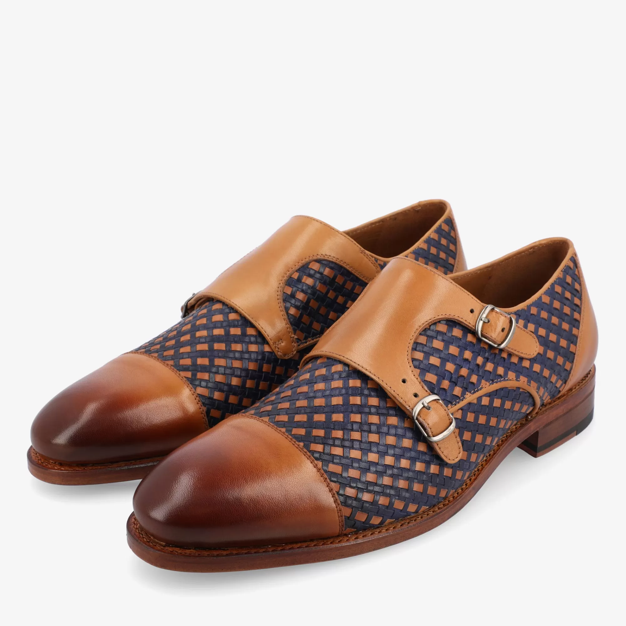 Flash Sale TAFT The Lucca Monk Strap Shoe In Navy Woven Leather |