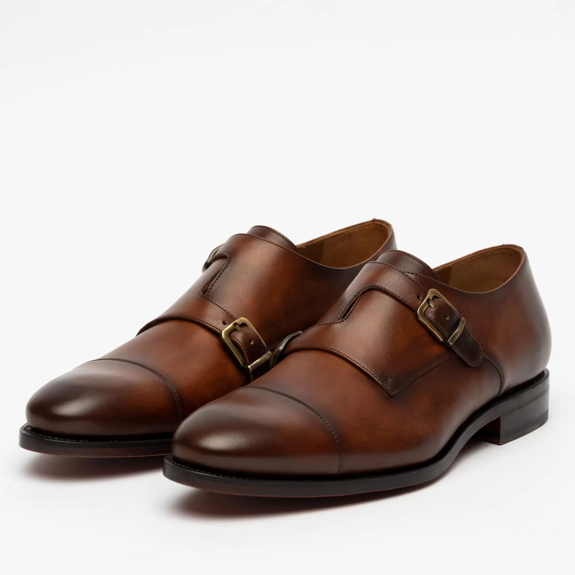 Hot TAFT The Prince Shoe In Coffee - Double Monk Strap Shoes |